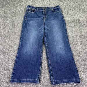 Ten Denim Jeans Womens 20 Blue Wide Leg Stretch Denim Medium Wash Rhinestone